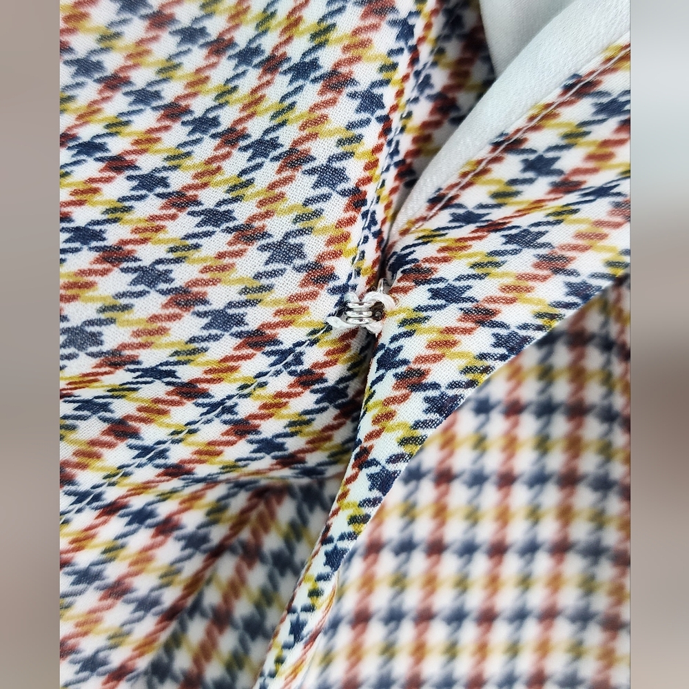 Dkny V-Neck Houndstooth Pattern Asymmetrical Blou… - image 6